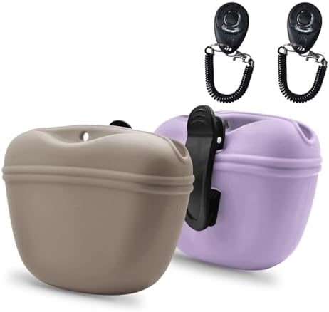 AUDWUD Silicone Dog Treat Pouch with Clicker Magnetic Closure Secure Clip by AUDWUD