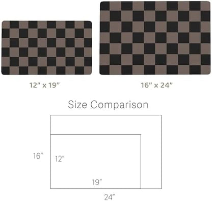 Checkered Dog Feeding Mat, Absorbent Mats for Dog Food and Water Bowl, Dispenser, Aesthetic Checkerboard Pet Placemat for Dogs, Cats, Puppy Accessories Brown Khaki Black - Image 7