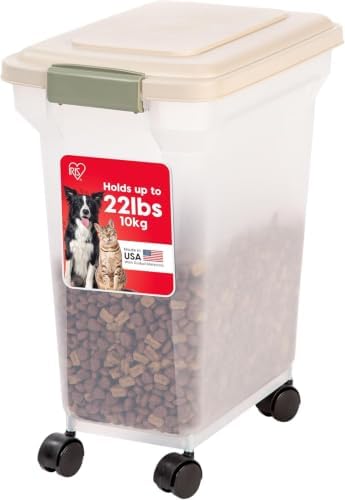 IRIS USA Dog Food Storage Container, Up to 22 lbs, Almond, Made in USA by IRISUSA