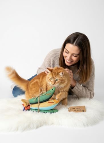 Cat Toy Saury Fish, 3-Pack (Green, Yellow, Orange), Catnip & Bell Sound, Soft & Durable, Interactive Kitten Toy for Indoor Cat Exercise, 8.7 Inches, Suitable for All Cat Breeds - Image 6
