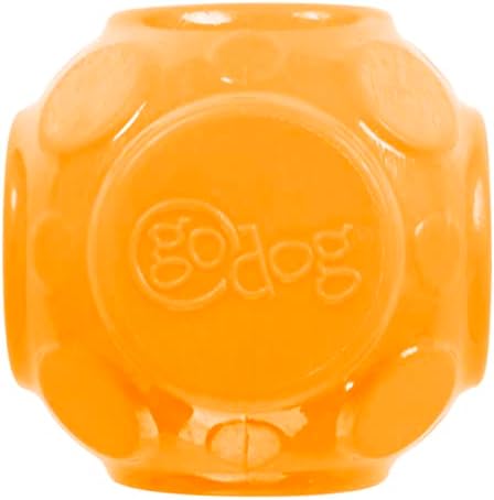 goDog 2-Pack Silent Squeak Ball Dog Toy Set, for Light to Moderate Chewers - Orange/Pink, 2-Pack - Image 3