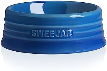 Sweejar Gradient Dog Bowl, Ceramic Dog Food Dish for Puppy and Kitten, Porcelain Pet Bowl for Food and Water 8 oz (Gradient Navy) by Sweejarco1949