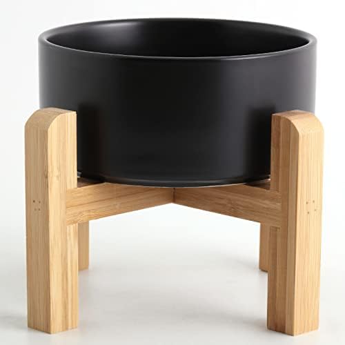 Petygooing 28 OZ Black Elevated/Raised Ceramic Dog Bowl for Small and Medium Breeds, Dog Food Water Dish with Stand,Pet Feeding Bowl with Anti Slip Rubber for Cats Small and Medium Dogs (3.6 Cups) by PetygooingforYOURLOVEDPET