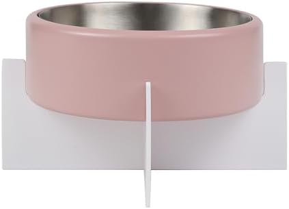 DBL3000A Intersecta Small/Medium Concrete and Stainless Steel Bowl 16oz (2 Cups) with Metal Stand Pet Feeder, Pink/White - Image 7
