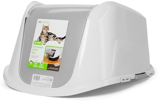 So Phresh Jumbo Enclosed Cat Litter Box Grey 23.4" L X 19.3" W X 18.5" H
