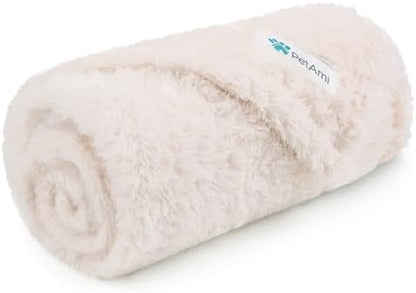 PetAmi Soft Plush Sherpa Dog Blanket for Pet Cat, Small 24x32, Beige by PetAmi