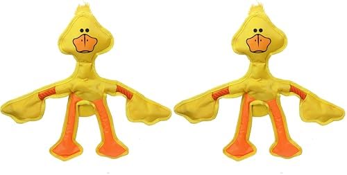 Multipet Skele Duck Dog Rope Toy - Nylon Tug of War - Squeaky Toy for All Dogs - for Playing Toss & Fetch - Cute Dog Pet Toy (15", Yellow) (Pack of 2) by Multipet