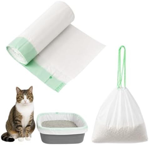 60 Pcs Extra Large Cat Litter Box Liners, 37 x 18 in Drawstring Kitty Waste Bags, Extra Thick Leakproof Tear-Resistant Heavy Duty Enhanced Load-Bearing Strength for Multi-Cat Waste Pans by Unknown