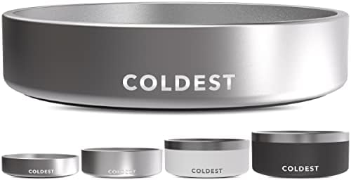 Coldest Dog Bowl - Anti Rust Metal, Non Slip, 3 Layers Insulated Stainless Steel Dog Bowls - Spill Proof & Heavy Duty - Water Bowl for Dogs, Cats, Dish Washer Safe (21 oz, Polished Stainless Steel) by Coldest