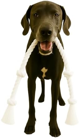 35" Dog Rope Tug Toy – 5-Knot Cotton Rope, Perfect Balance for Tug & Chew, Durable Interactive Toy for Medium & Large Dogs (22–88 lbs), Indoor & Outdoor, Washable, White by Unknown