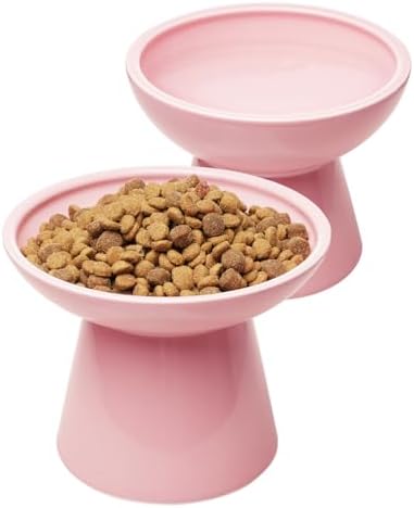 CEEFU 2-Pack Elevated Ceramic Cat Bowls Extra Wide for Food & Water by CEEFU