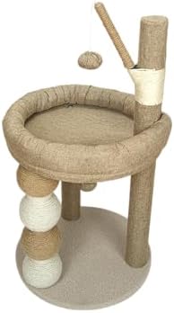 30-in Small Cat Tree Tower with Sisal Scratching Posts, Padded Platform, Dangling Toy - Perfect Small Cat Tower for Indoor Cats - Beige - Image 2