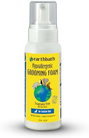 earthbath, All Natural Hypo-Allergenic Dog Grooming Foam - Fragrance Free Dog Shampoo for Allergies and Itching, Cruelty Free, No Water Needed, Rub On & Towel Off, Made in USA, Dog Supplies - 8 Oz by earthbath