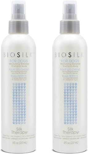 BioSilk for Dogs Silk Therapy Waterless Dog Shampoo Spray, 8 Fl Oz, 2-Pack by BioSilk