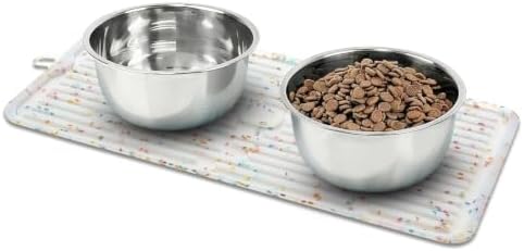 Ptlom Pet Placemat for Dog and Cat, Anti-Slip Waterproof Dogs Feeding Mat Prevent Food and Water Overflow, Bowl Mats Suitable for Medium and Small Pets, Donut, Silicone by PTLOM