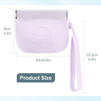 WALLFID Silicone Dog Treat Pouch, Auto Closure, with Pet Training Clicker, Walking Bag for Dog and Cat, Pocket Size, Easy to Clean, Odorless, Travel Walking Bag (Light Purple) - Image 3