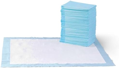 Amazon Basics Leak-Proof Dog and Puppy Potty Training Pee Pads with Quick-Dry 5-Layer Design, X-Large Size 28 x 34 Inch, Blue & White, 40-Pack by AmazonBasics