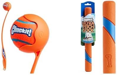 Chuckit! Sport 26L Dog Ball Launcher with 3-inch Ball (26-inch Length) & Ultra Fetch Stick 12-inch Interactive Dog Toy Bundle