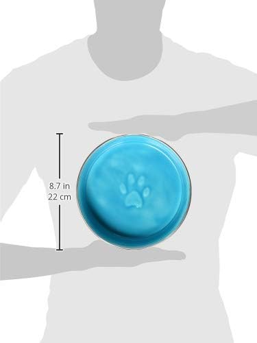 Loving Pets - Le BOL Dog Food Water Bowl Enamel Ceramic Bowl No Tip Stainless Steel Pet Bowl No Skid Spill Proof (Large, Siene Blue)