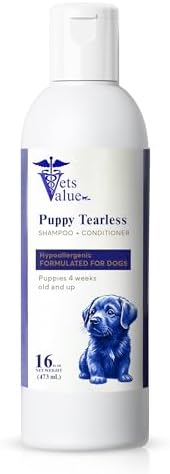 Puppy Tearless Shampoo & Conditioner - Gentle Wash for Puppies with Sensitive Skin – Mild, Tear-Free Formula Suitable for Dogs 4 Weeks and Older – Made in the USA (16 oz) by HorizonAnimalCare