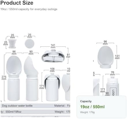 Portable Dog Water Bottle, 19oz Leak Proof Dispenser - Image 3