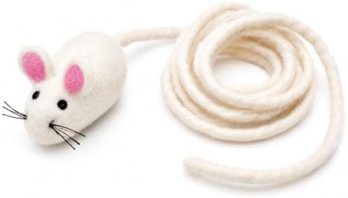 Glaciart One Felt Mouse Cat Toy – Soft Fuzzy Enrichment 100% Natural Wool - Interactive Catnip Play Cat Toy Set - Safe for Pets, Non-AZO Colored Dyes - 100” Long by GlaciartOne