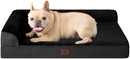 EHEYCIGA Orthopedic Dog Bed Medium Size Dogs, Memory Foam Dog Bed with Washable Removable Cover, Waterproof Pet Sofa Couch for Crate with Nonskid Bottom, 30x20x6, Black by EHEYCIGA