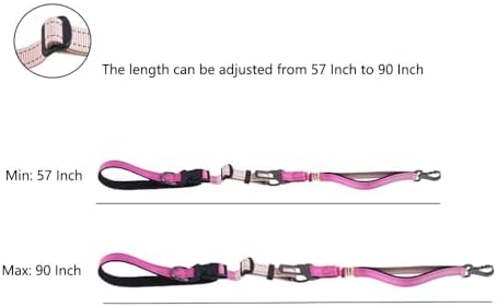 Hands Free Dog Leash for Large Medium Dogs Heavy Duty Bungee Reflective Adjustable Waist Leashes for Walking Running with Car Buckle 4-6FT (Rose) - Image 6