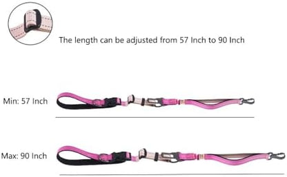 Hands Free Dog Leash for Large Medium Dogs Heavy Duty Bungee Reflective Adjustable Waist Leashes for Walking Running with Car Buckle 4-6FT (Rose) - Image 6