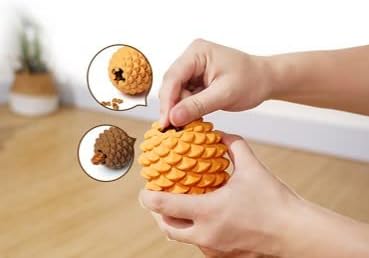 Mewajump Heavy Duty Pinecone Durable Natural Rubber Dental Teeth Cleaning Dog Feeder Chew Toy for Large and Medium Dogs- Insert Food or Treats Inside!