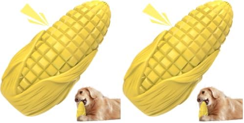 Dog Chew Toys for Aggressive Chewers,Idestructible Tough Durable Squeaky Interactive Dog Toys，Durable Dog Teeth Cleaning Toy for Medium Large Breeds，Corn Stick Toy (Yellow) (Pack of 2) by Yivgeoi