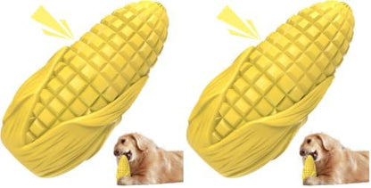 Dog Chew Toys for Aggressive Chewers,Idestructible Tough Durable Squeaky Interactive Dog Toys，Durable Dog Teeth Cleaning Toy for Medium Large Breeds，Corn Stick Toy (Yellow) (Pack of 2) by Yivgeoi