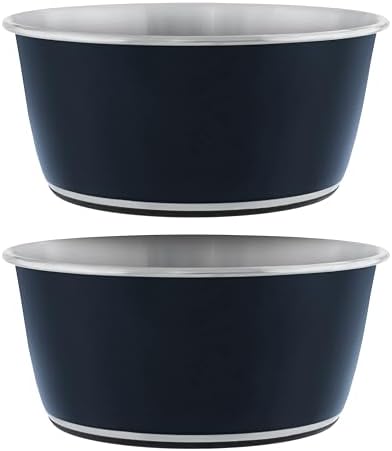 Master Pet Supply Stainless Steel Dog Bowls Set of 2 - Navy Blue - 32 Oz by MasterPetSupply