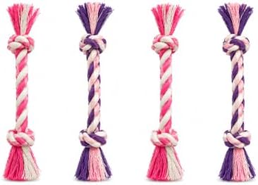 Mini Chew Rope Pack for Small Dogs – 4 Pack Puppy Rope Toys for Chihuahua, Pomeranian & Small Breeds – Tiny Paws Teething & Dental Chew Toys (Pink) by Unknown