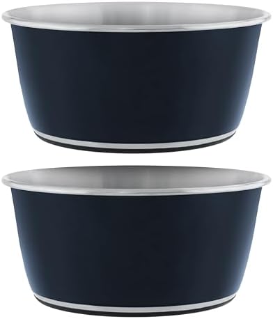 Master Pet Supply Stainless Steel Dog Bowls Set of 2 - Navy Blue - 16 Oz by MasterPetSupply