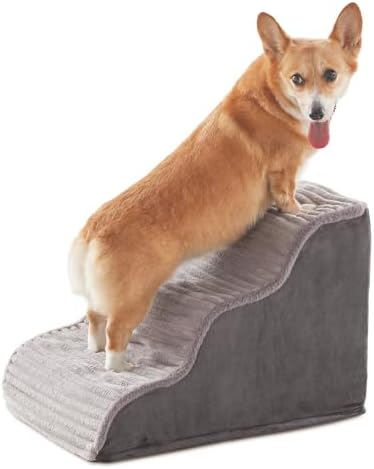Laojin Balhen Dog Stairs for Small Dogs & Cats 15.7" H, High Density Foam Dog Steps Ramp for Couch Sofa and Chair, Pet Stairs with Non-Slip Bottom and Remove Washable Cover, 3-Step Pet Steps, Grey by LaojinBalhen