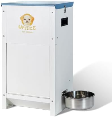 Dog Feeder - 25 lbs Heavy Duty Pet Feeder Automatic Dog Food Station Pet Lodge Galvanized Steel for Medium and Large Dog Outdoor Use (Assembly Required) by UFelice
