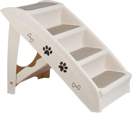 20" H 4-Step Dog Stairs for Small Dogs and Cats, Non-Slip Dog Steps for High Beds, Couch, Sofa, Sturdy Pet Steps (Tan) by NovaMicrodermabrasion