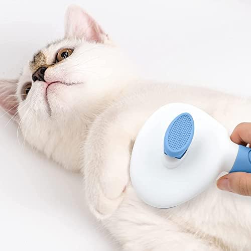 Self Cleaning Slicker Brush, Cat Brushes for Indoor Cats with Metal Comb, Dogs Cats Hair Brushes for Shedding, Pet Kitten Grooming Tool with Release Button for Long or Short Hair by KALAMANDA(Blue) - Image 6