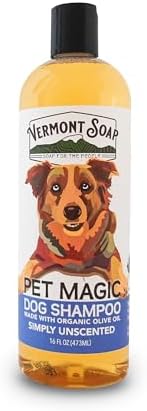 VERMONT SOAP Organic Pet Shampoo, Unscented Natural Dog Shampoo, 16 oz by VermontSoap