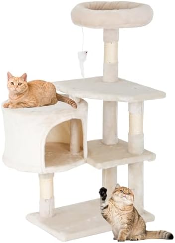 FDW | 36" Cat Tree Tower | Beige | Multi-Level Indoor Activity Center by FDW