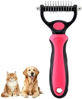 Dematting Comb for Dogs and Cats, Undercoat Rake Pet Brush for Long Hair, Deshedding Dog Brush Removes Tangles Knots and Loose Fur, Grooming Tool for Thick Coats (Pink M) by Unknown