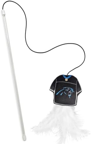 Pets First NFL Carolina Panthers Team Jersey Wand with CAT NIP, Cat Toy Jersey Shaped Plush Teaser Toy for Cats & Kittens - Interactive Pet Toy for Play & Exercise by PETSFIRST
