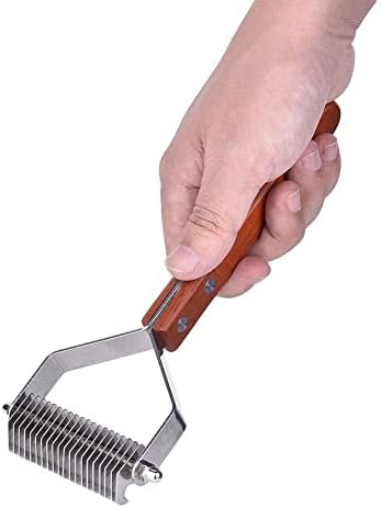 Awtang Undercoat Rake for Dogs, Cats Grooming Dematting Comb, 20 Stainless Steel Blades Wooden Handle Dog Brush - Image 6
