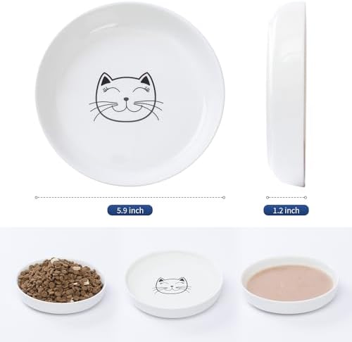Lusifaco Shallow Wide Cat Food Bowls Anti Whisker Fatigue (Blue, 3 Pack) - Image 3
