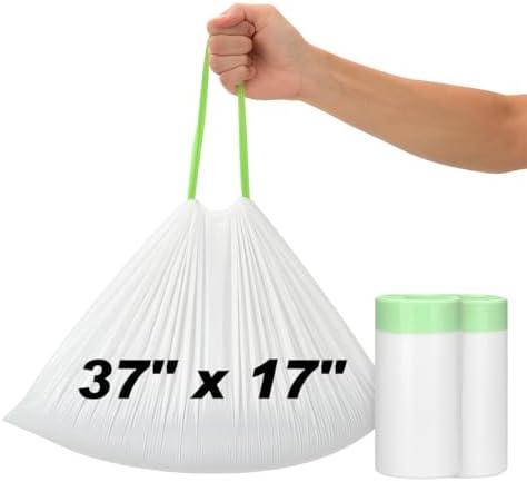 Thickened Extra Large Cat Litter Box Liners 37" x 17", 20 Count Kitty Waste Bags with Drawstring – Heavy Duty Tear-Resistant Waterproof Pre-Separated Cat Litter Pan Liners for Easy Cleanup by AUXMOTEC
