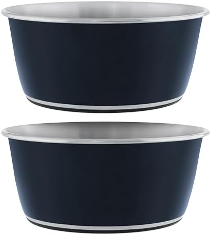 Master Pet Supply Stainless Steel Dog Bowls Set of 2 - Navy Blue - 64 Oz by MasterPetSupply