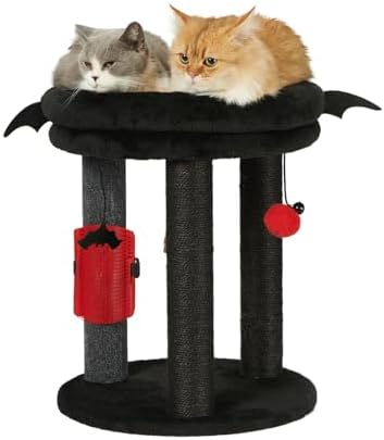 MECOOL 4in1 Small Cat Tree,Scratching Post with Tower Soft Bed, Sisal Carpet Jute Posts with Three Hanging Ball Toys and Massage Brush for Indoor Cats and Kittens by MECOOL