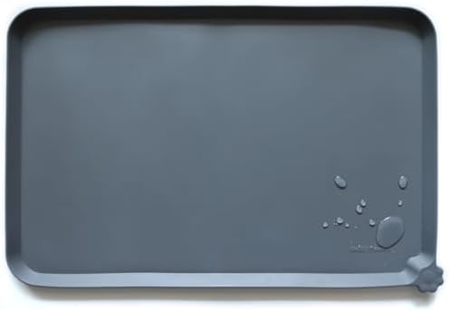 Hoki Found L Silicone Pet Food Mats - Non Slip Pet Dog Cat Bowl Mats - Gray by Hoki+Found