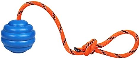 K9 Training Ball with Rope - Indestructible Dog Toy for Training, Pull, Throw, Tug and Fetch - Belgian Malinois Gifts (Blue) by Nevperish